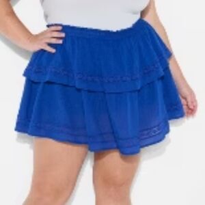 Blue Gameday Tiered Ruffle  Skirt